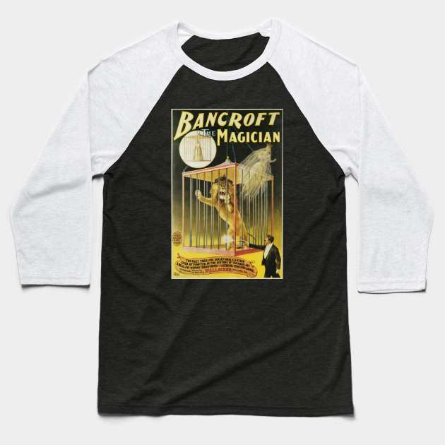 Vintage Magic Poster Art, Frederick Bancroft, the Magician Baseball T-Shirt by MasterpieceCafe